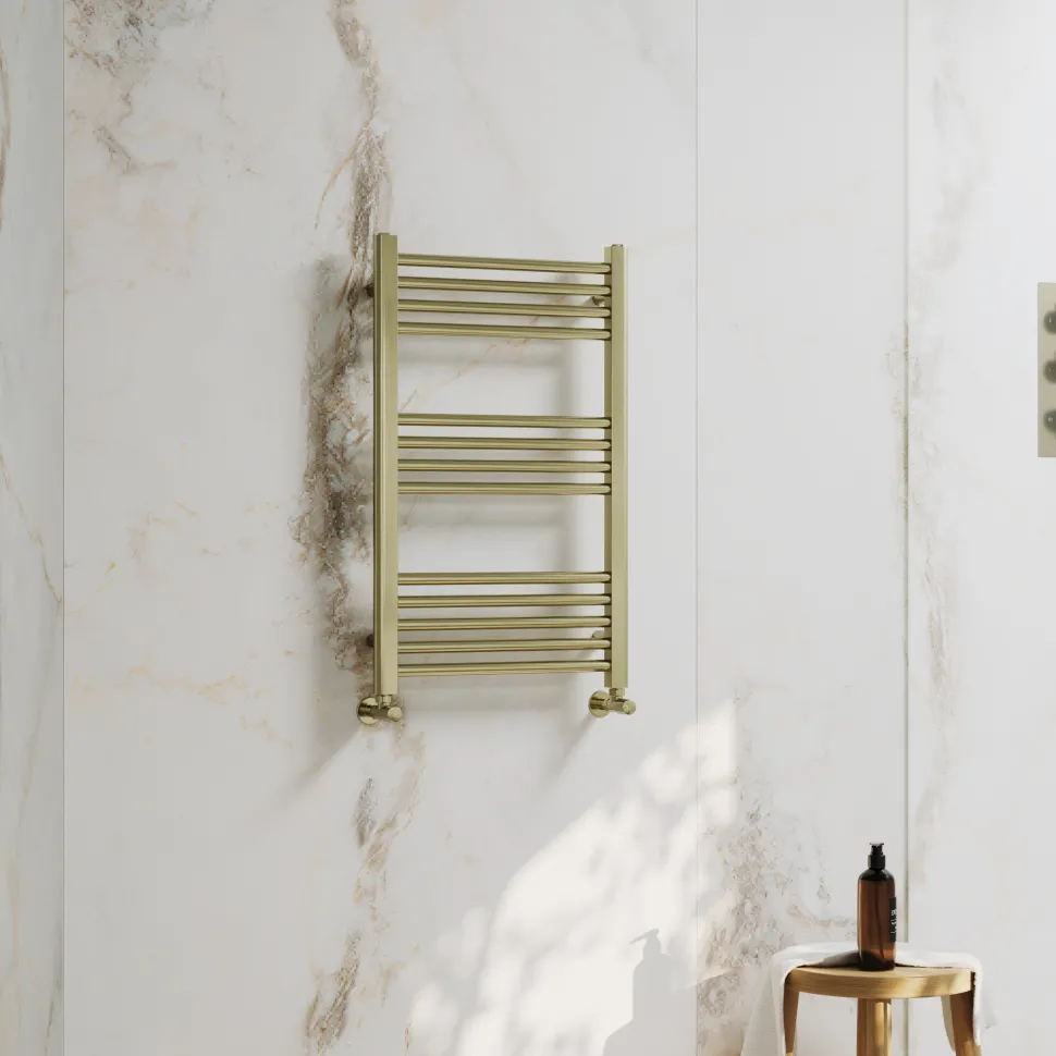 Toasty Glow Premium Brushed Brass 25mm Heated Towel Rail