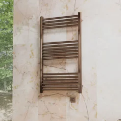 Toasty Glow Premium Brushed Bronze 25mm Electric Heated Towel Rail with Heating Element