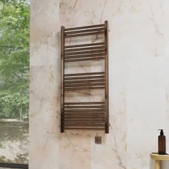 Toasty Glow Premium Brushed Bronze 25mm Electric Heated Towel Rail with Heating Element