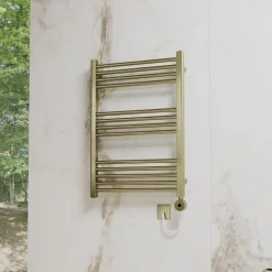 Toasty Glow Premium Brushed Brass 25mm Electric Heated Towel Rail with Heating Element