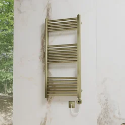 Toasty Glow Premium Brushed Brass 25mm Electric Heated Towel Rail with Heating Element