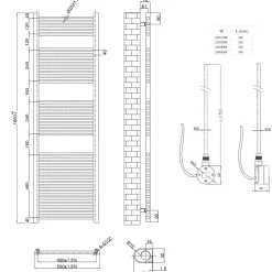 Toasty Glow Premium Brushed Brass 25mm Electric Heated Towel Rail with Heating Element