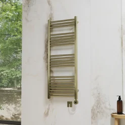 Toasty Glow Premium Brushed Brass 25mm Electric Heated Towel Rail with Heating Element