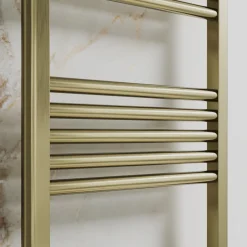 Toasty Glow Premium Brushed Brass 25mm Electric Heated Towel Rail with Heating Element