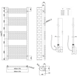 Toasty Glow Premium Brushed Brass 25mm Electric Heated Towel Rail with Heating Element