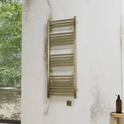 Toasty Glow Premium Brushed Brass 25mm Electric Heated Towel Rail with Heating Element