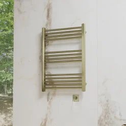 Toasty Glow Premium Brushed Brass 25mm Electric Heated Towel Rail with Heating Element