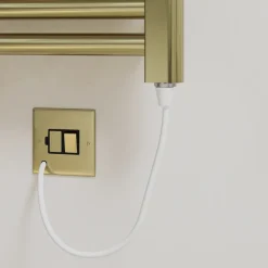Toasty Glow Premium Brushed Brass 25mm Electric Heated Towel Rail with Heating Element