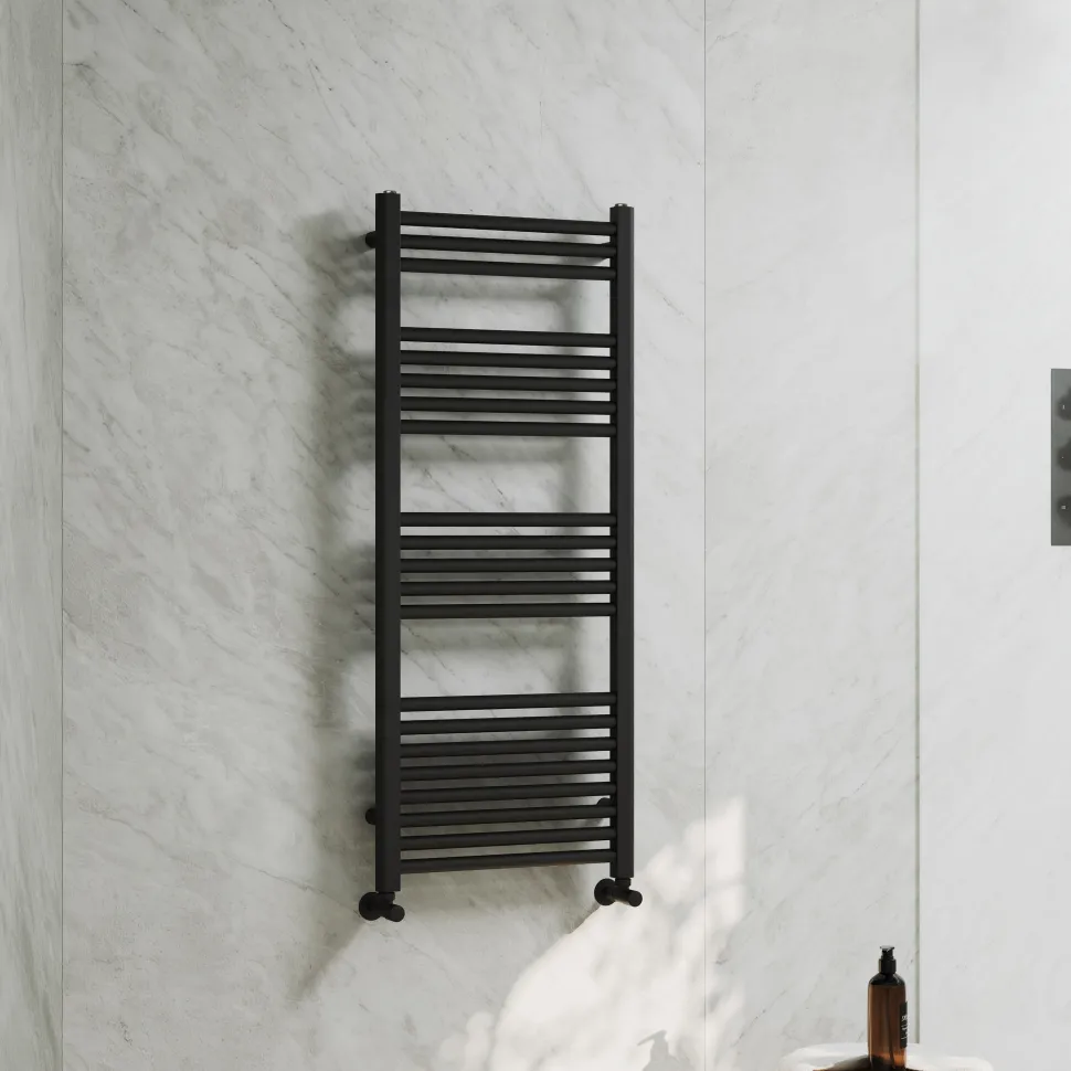 Toasty Glow Premium Matt Black 25mm Heated Towel Rail