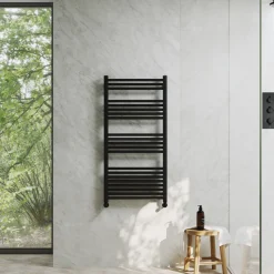 Toasty Glow Premium Matt Black 25mm Heated Towel Rail