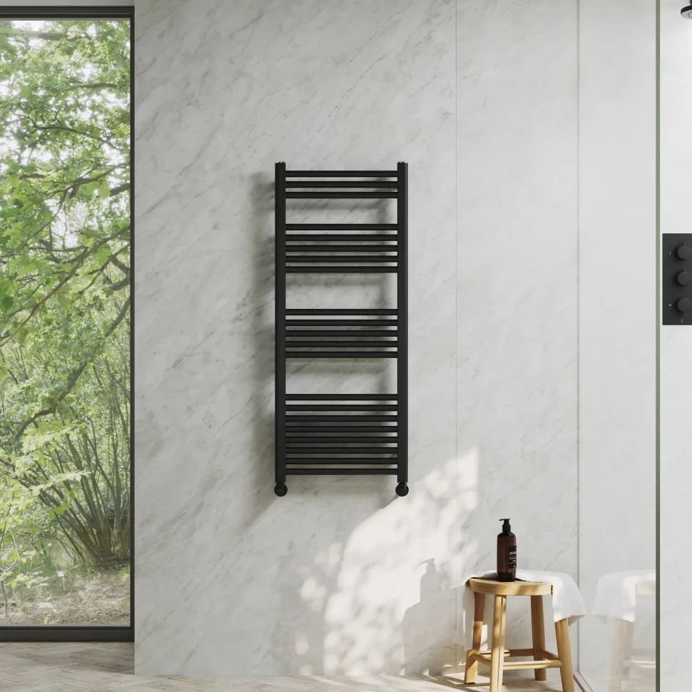 Toasty Glow Premium Matt Black 25mm Heated Towel Rail