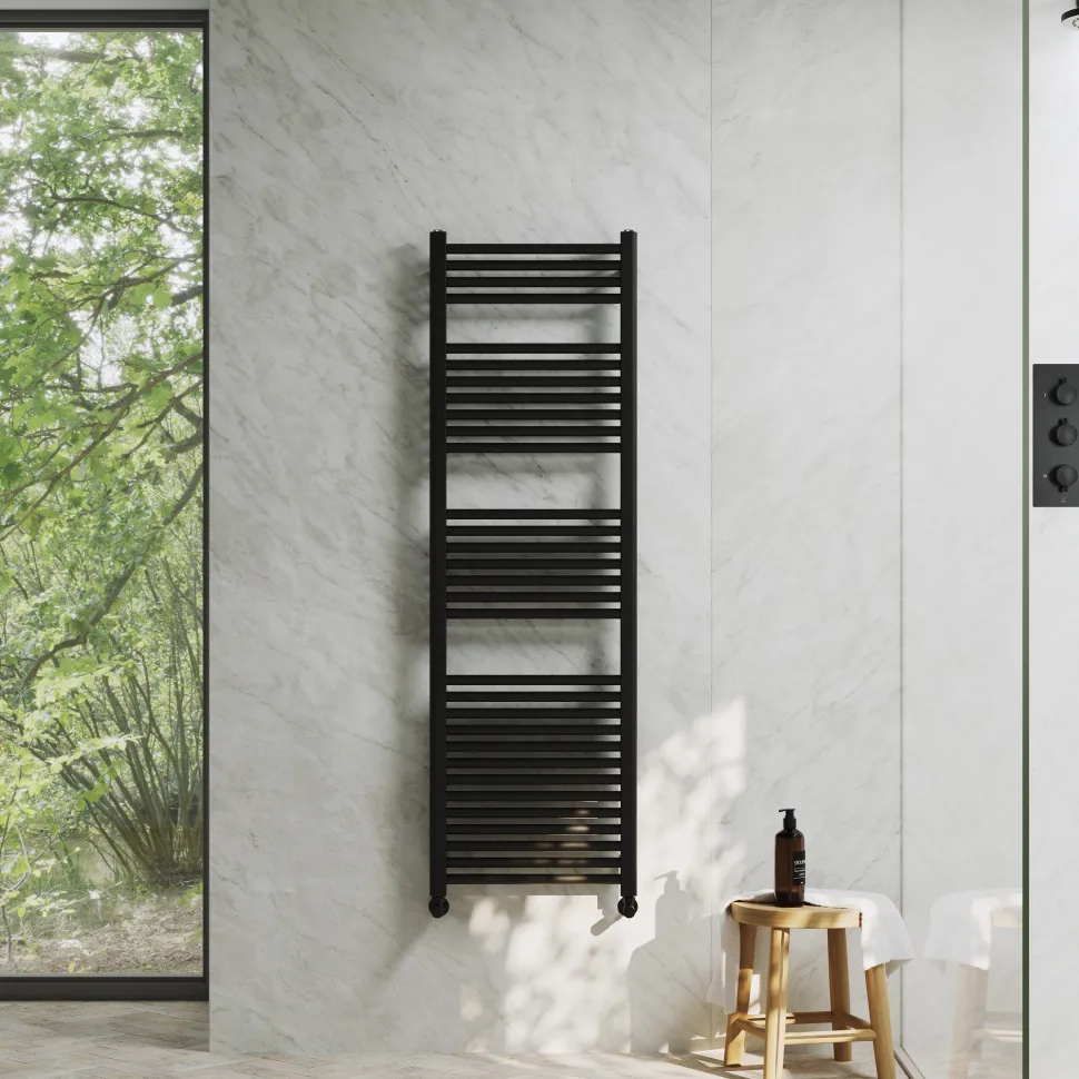Toasty Glow Premium Matt Black 25mm Heated Towel Rail