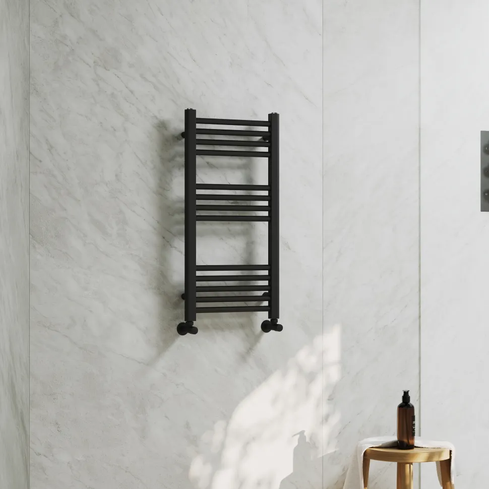 Toasty Glow Premium Matt Black 25mm Heated Towel Rail