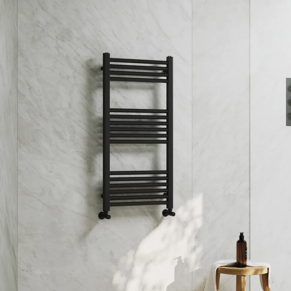 Toasty Glow Premium Matt Black 25mm Heated Towel Rail