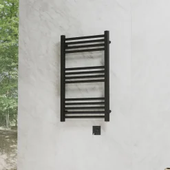 Toasty Glow Premium Matt Black 25mm Electric Heated Towel Rail with Heating Element