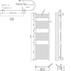 Toasty Glow Premium Matt Black 25mm Electric Heated Towel Rail with Heating Element