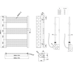 Toasty Glow Premium Matt Black 25mm Electric Heated Towel Rail with Heating Element