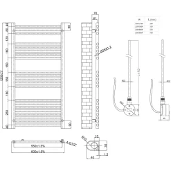 Toasty Glow Premium Matt White 25mm Electric Heated Towel Rail with Heating Element