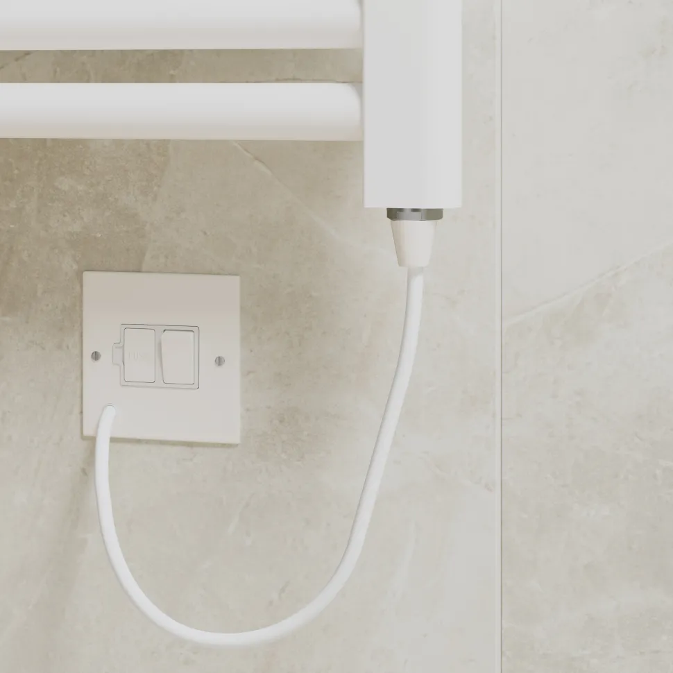 Toasty Glow Premium Matt White 25mm Electric Heated Towel Rail with Heating Element