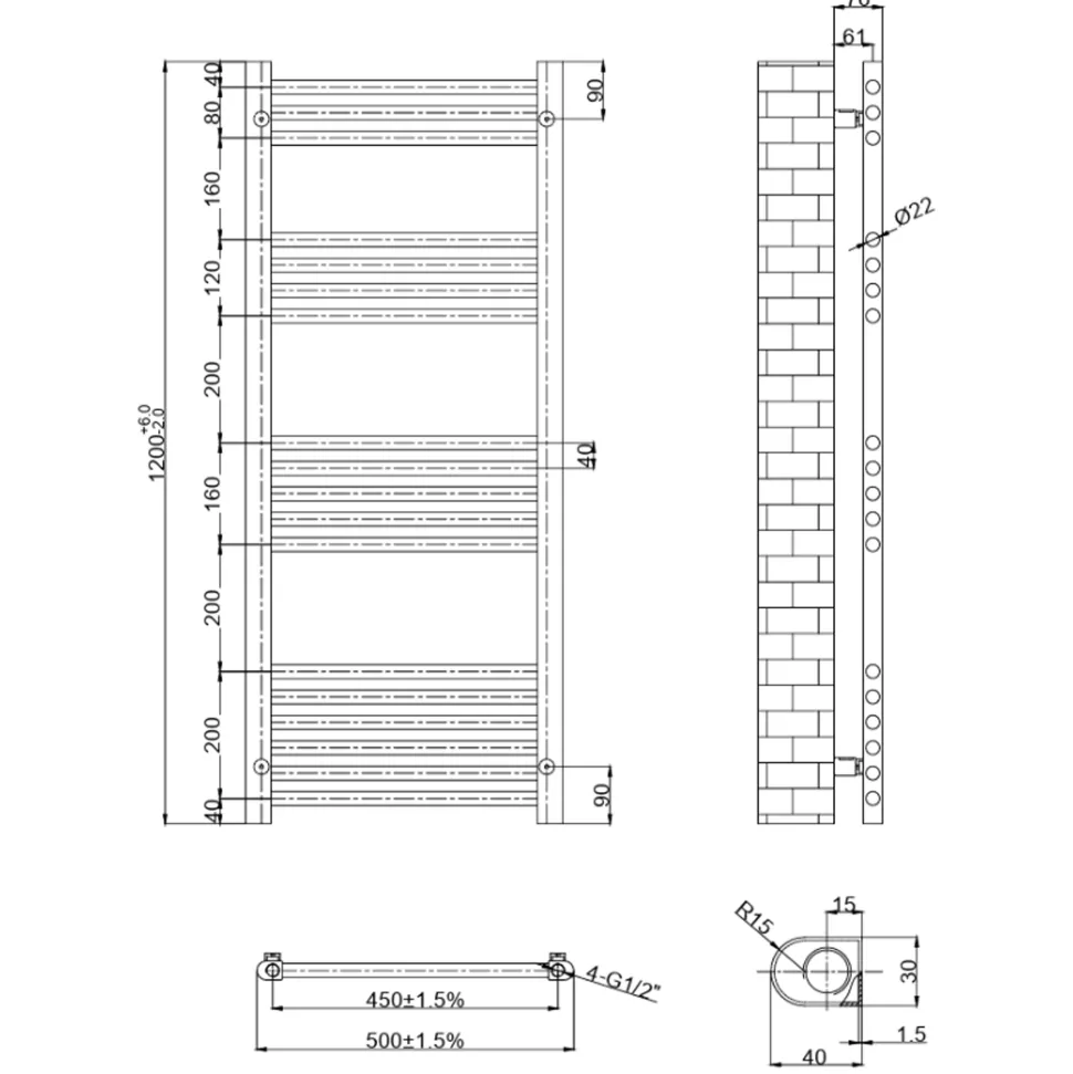 Toasty Glow White 22mm Heated Ladder Towel Rail