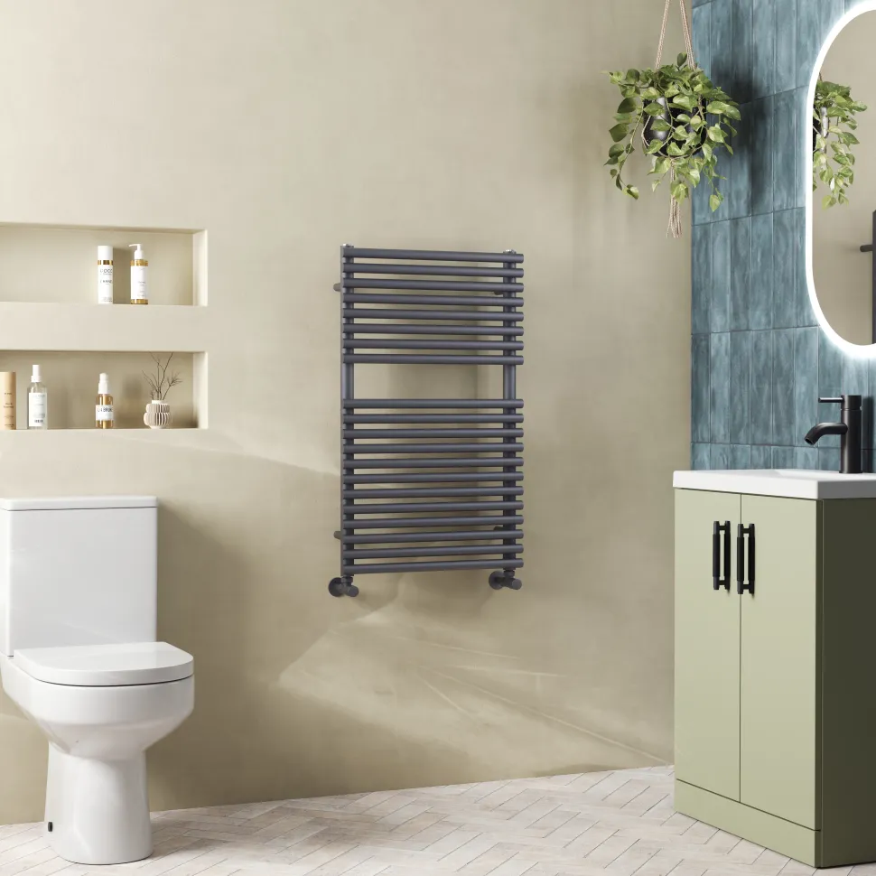 Toasty Halo Anthracite Bar on Bar Heated Towel Rail