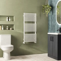 Toasty Halo Matt White Bar on Bar Heated Towel Rail