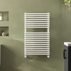 Toasty Halo Matt White Bar on Bar Heated Towel Rail