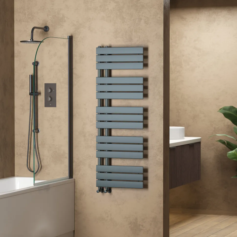 Toasty Haven Anthracite Flat Panel Offset Heated Towel Rail