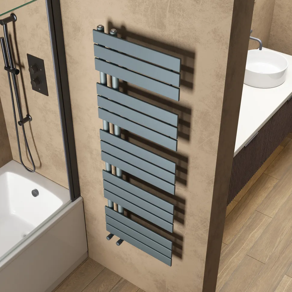 Toasty Haven Anthracite Flat Panel Offset Heated Towel Rail