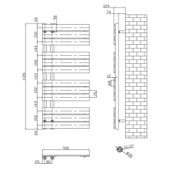 Toasty Haven Anthracite Flat Panel Offset Heated Towel Rail