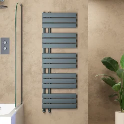 Toasty Haven Anthracite Flat Panel Offset Heated Towel Rail