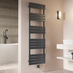 Toasty Hush Anthracite Electric Flat Panel Heated Towel Rail with Heating Element