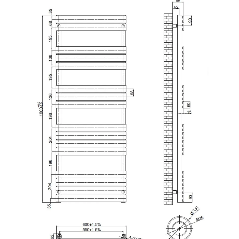 Toasty Hush Anthracite Flat Panel Heated Towel Rail