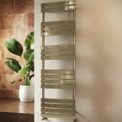 Toasty Hush Brushed Brass Flat Panel Heated Towel Rail