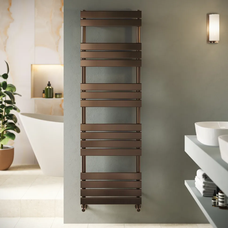Toasty Hush Brushed Bronze Flat Panel Heated Towel Rail