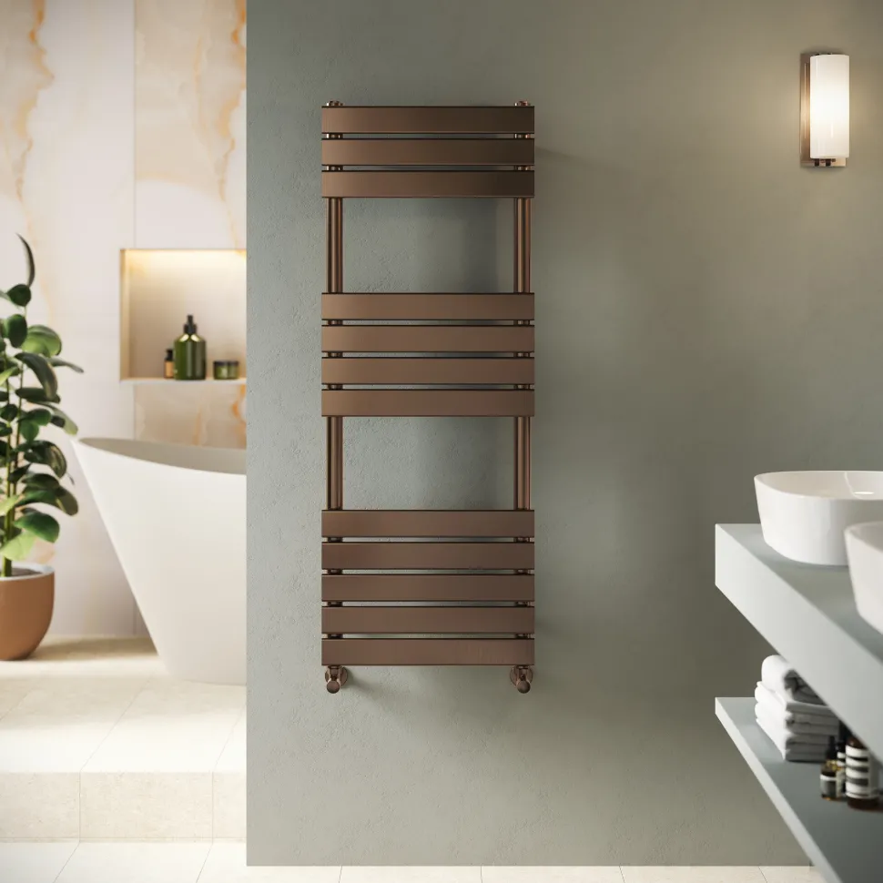 Toasty Hush Brushed Bronze Flat Panel Heated Towel Rail