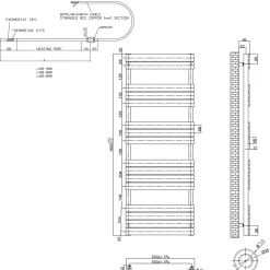 Toasty Hush Chrome Electric Flat Panel Heated Towel Rail with Heating Element