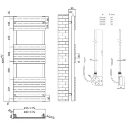 Toasty Hush Chrome Electric Flat Panel Heated Towel Rail with Heating Element