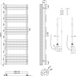 Toasty Hush Matt Black Electric Flat Panel Heated Towel Rail with Heating Element