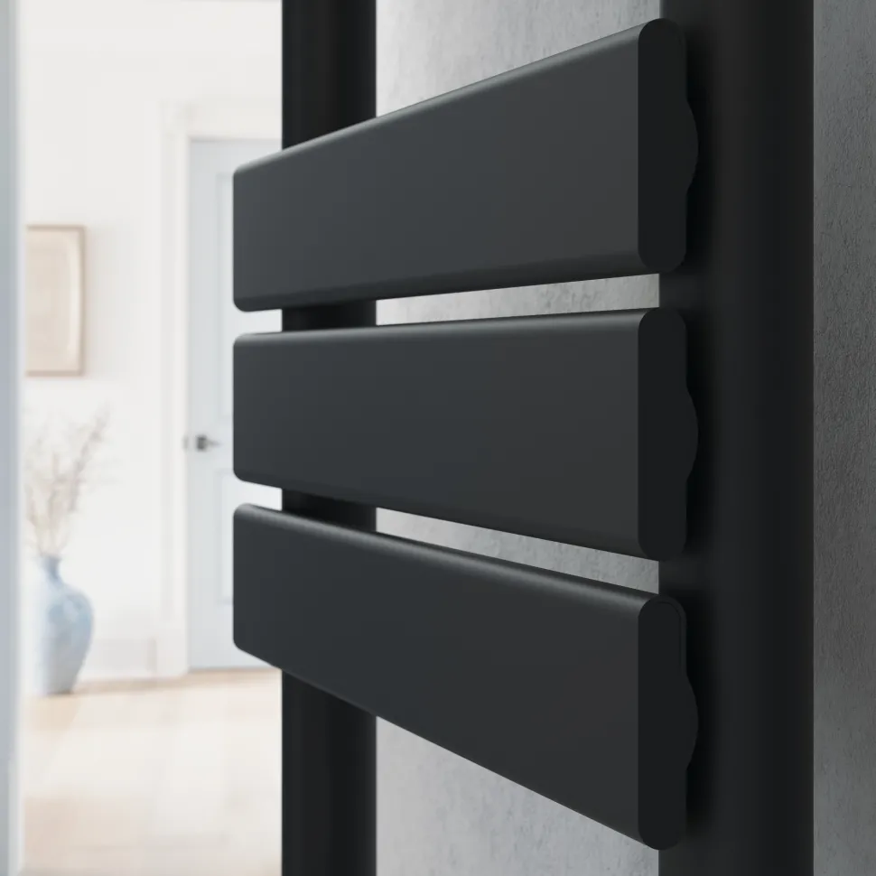 Toasty Hush Matt Black Flat Panel Heated Towel Rail