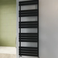 Toasty Hush Matt Black Flat Panel Heated Towel Rail