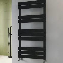 Toasty Hush Matt Black Flat Panel Heated Towel Rail