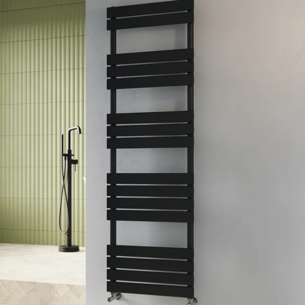 Toasty Hush Matt Black Flat Panel Heated Towel Rail