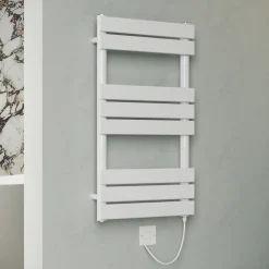 Toasty Hush White Electric Flat Panel Heated Towel Rail with Heating Element