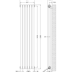 Toasty Mellow Anthracite Vertical 2 Column Radiator