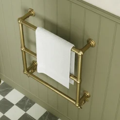 Toasty Merrin Brushed Brass Wall Hung Traditional Heated Towel Rail - 660 x 660mm