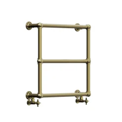 Toasty Merrin Brushed Brass Wall Hung Traditional Heated Towel Rail - 660 x 660mm