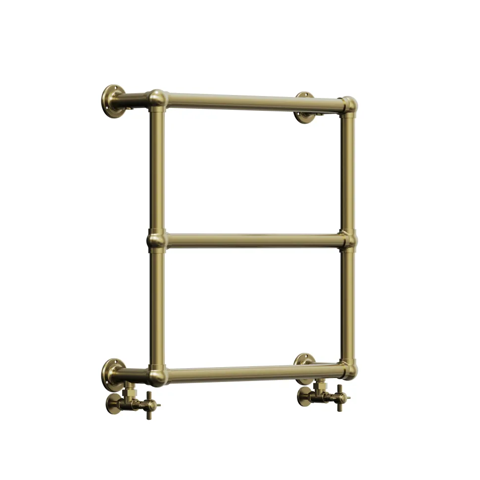 Toasty Merrin Brushed Brass Wall Hung Traditional Heated Towel Rail - 660 x 660mm