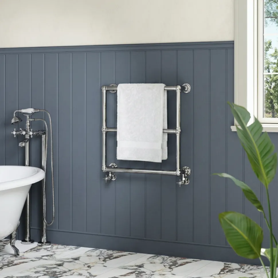 Toasty Merrin Chrome Wall Hung Traditional Heated Towel Rail - 660 x 660mm