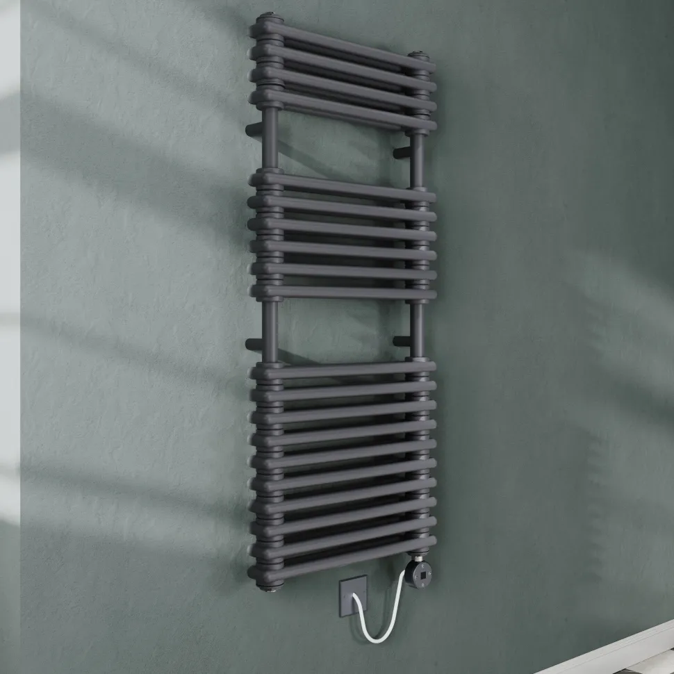 Toasty Montford Anthracite Traditional Column Electric Heated Towel Rail with Heating Element